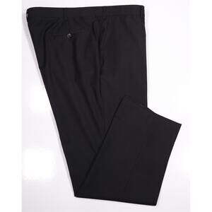 Custom Made Solid Black Super 220's Wool & Cashmere Dress Pants 42x30